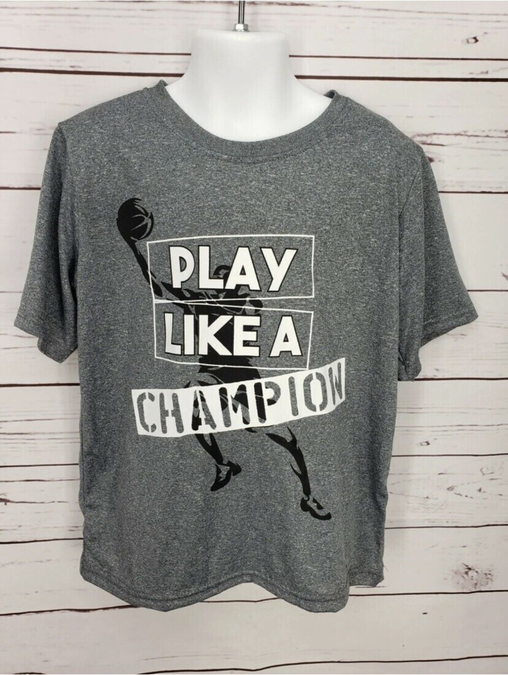 Boys Gray short sleeve XS 4/5 Athletic PLAY LIKE A CHAMPION Shirt NWT